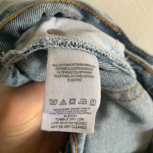 Free People We the Free Blue Distressed Knee/Hem High Waisted Skinny Jeans - Picture 5 of 7